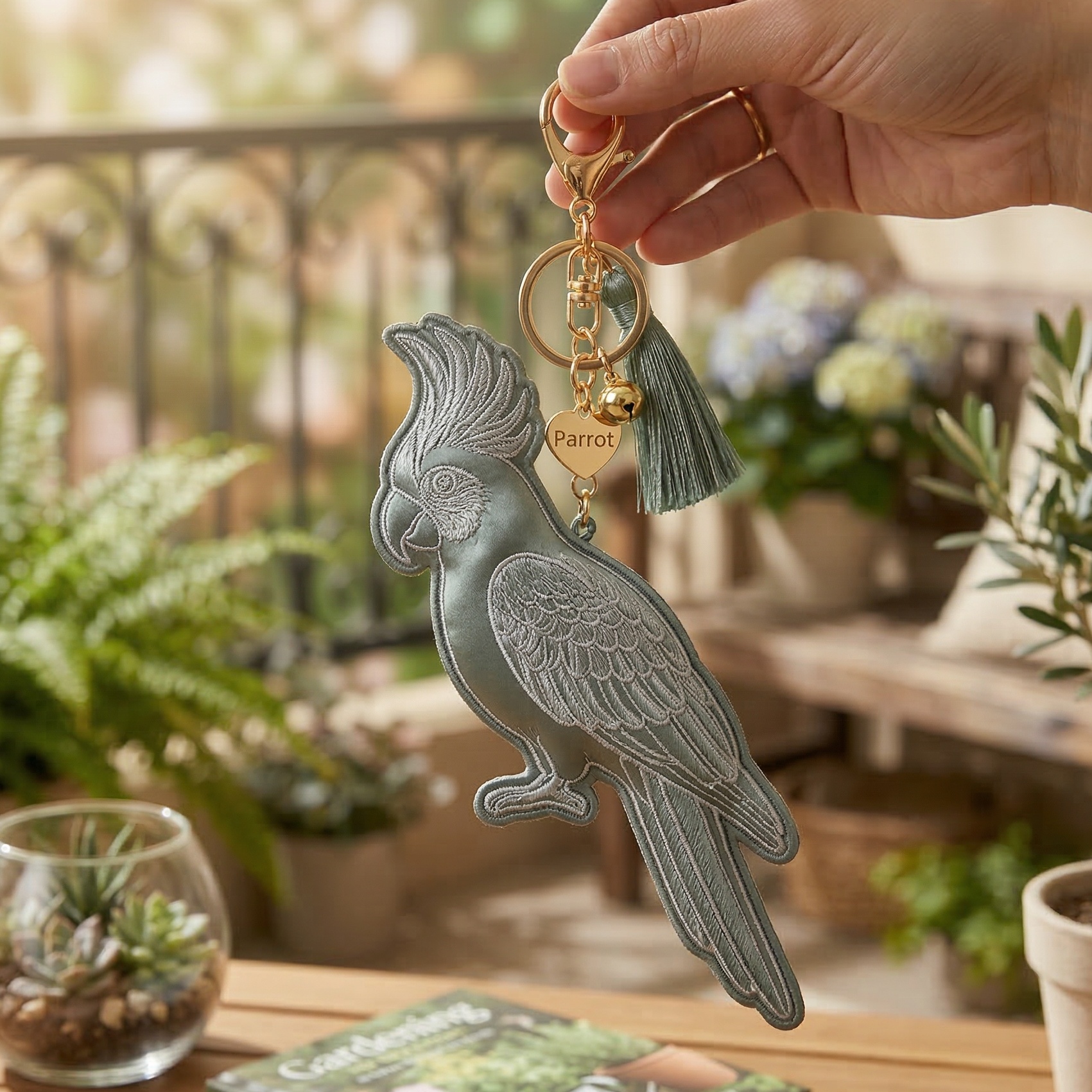 silk key chain parrot