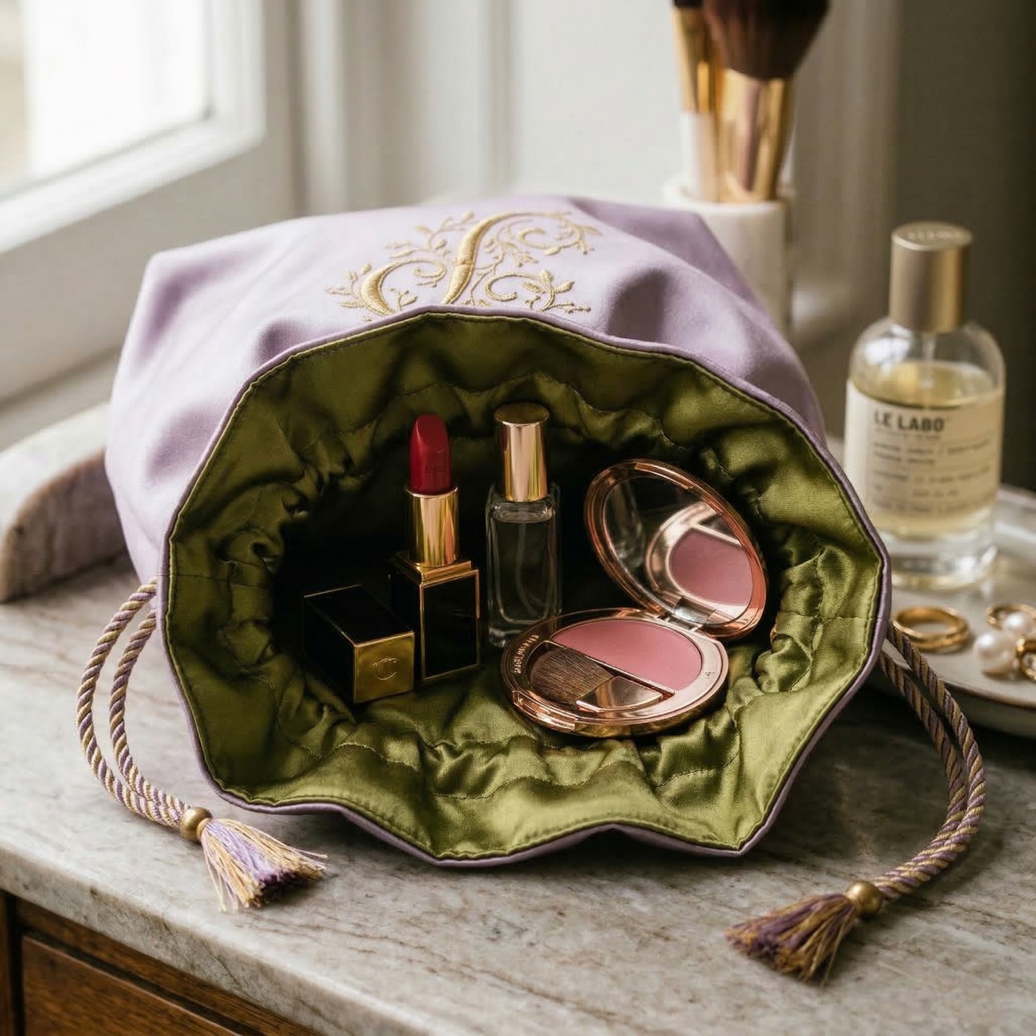 Silk cosmetic bag purple 2